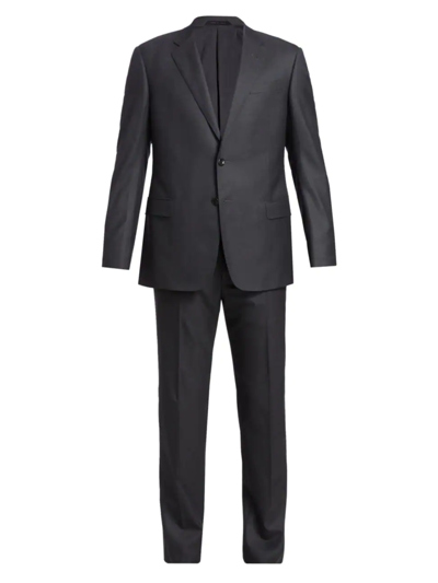 Shop Giorgio Armani Men's Wool & Silk Two-piece Suit In Solid Dark