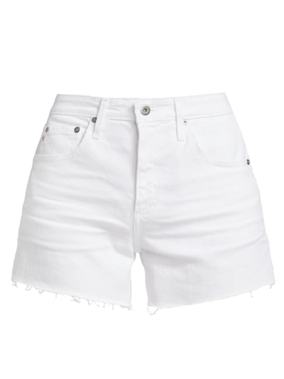 Shop Ag Women's Hailey Mid-rise Stretch Denim Shorts In 1 Year Classic White