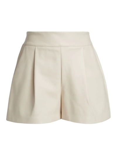 Shop Susana Monaco Women's Faux Leather Pleated Short In Blanched Almond