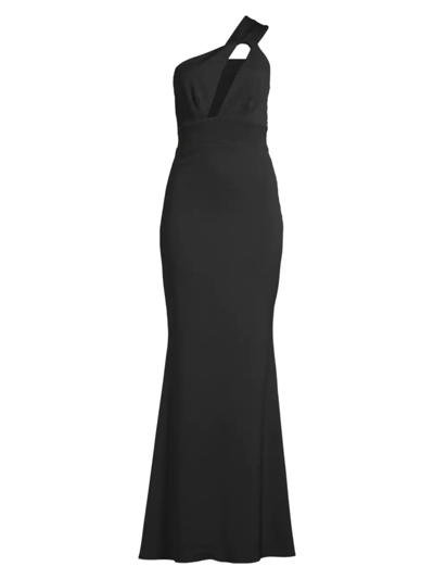 Shop Katie May Women's Edgy Asymmetrical One-shoulder Gown In Black