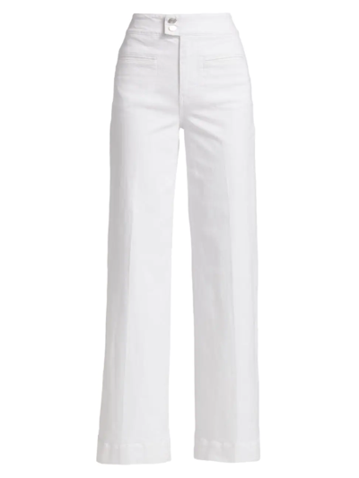 Shop Frame Women's Le Hardy High-rise Wide-leg Jeans In Blanc