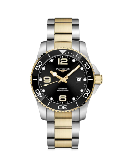 Shop Longines Men's Hydroconquest 41mm Stainless Steel Bracelet Watch In Black