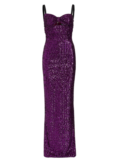 Shop Dolce & Gabbana Women's Sleeveless Sequin-embellished Gown In Viola