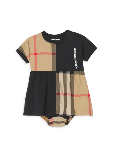 Shop Burberry Baby Girl's Elena Dress & Bloomers Set In Black