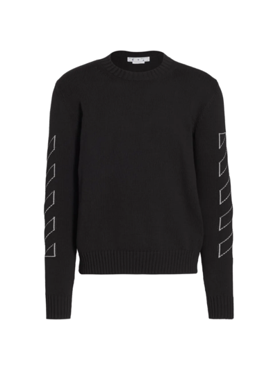 Shop Off-white Diag Knit Crewneck Sweater In Black