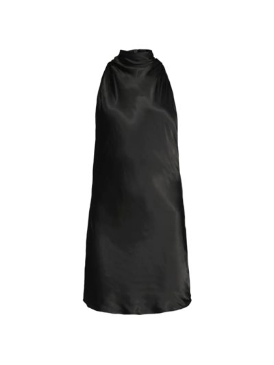 Shop Sau Lee Women's Penny Satin Halter Minidress In Black