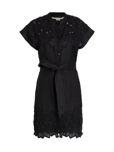 Shop Veronica Beard Women's Archie Embroidered Minidress In Black