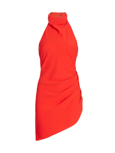 Shop Amanda Uprichard Women's Samba Ruched Halter Minidress In Crimson
