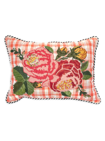 Shop Mackenzie-childs Tattersall Rose Lumbar Pillow