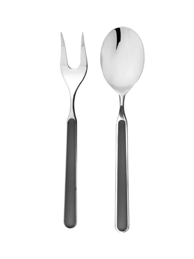 Shop Mepra Fantasia 2-piece Fork & Spoon Serving Set In Black
