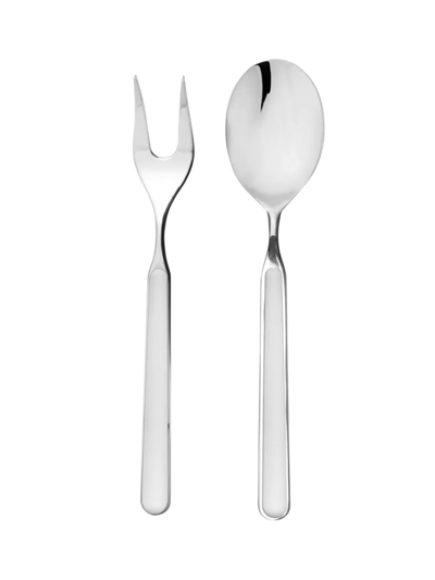 Shop Mepra Fantasia 2-piece Fork & Spoon Serving Set In White