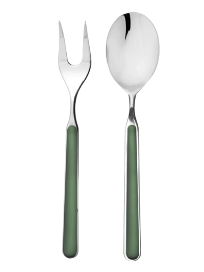 Shop Mepra Fantasia 2-piece Fork & Spoon Serving Set In Green