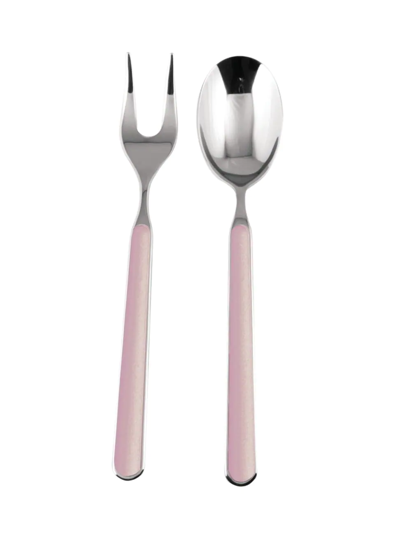 Shop Mepra Fantasia 2-piece Fork & Spoon Serving Set In Pink