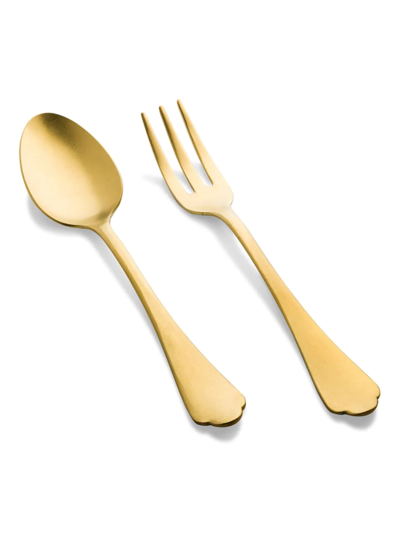 Shop Mepra Dolce Vita Fork & Spoon Serving Set In Gold