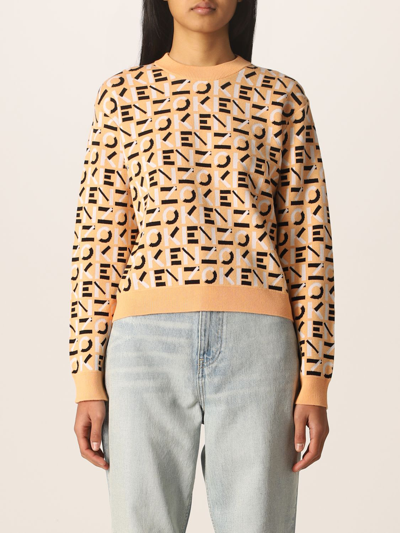 Shop Kenzo Monogram Jacquard Sweater In Apricot