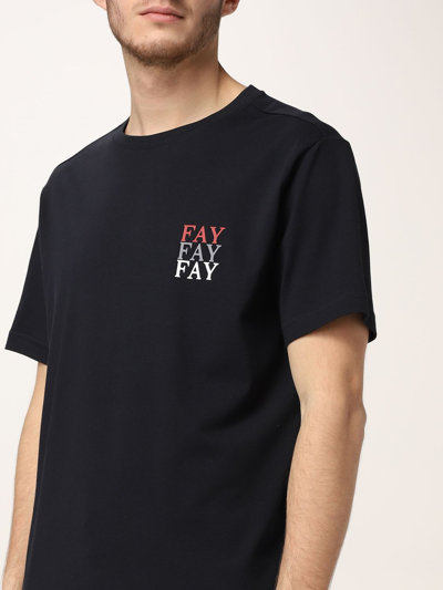 Shop Fay Logo Print T-shirt In Blue