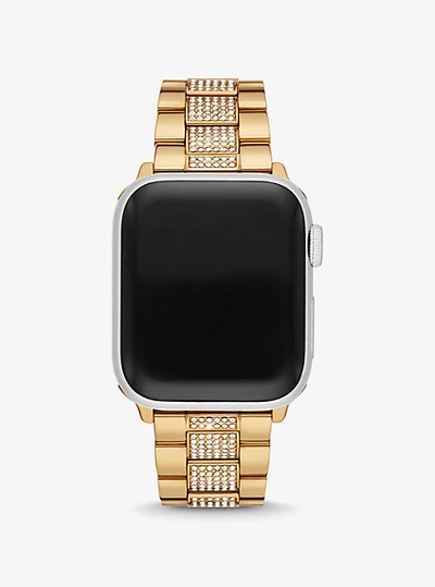 Shop Michael Kors Pavé Gold-tone Strap For Apple Watch®