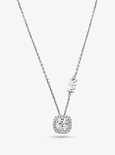 Shop Michael Kors Precious Metal-plated Sterling Silver Pavé Halo Necklace