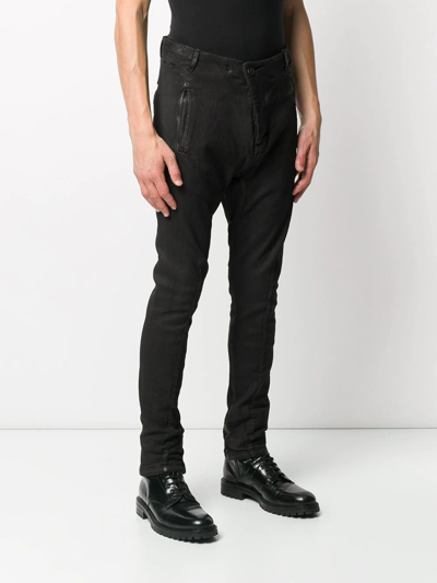 Boris Bidjan Saberi Stripe-detail Mid-rise Trousers In Black