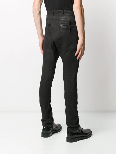 Boris Bidjan Saberi Stripe-detail Mid-rise Trousers In Black