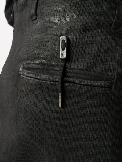 Boris Bidjan Saberi Stripe-detail Mid-rise Trousers In Black
