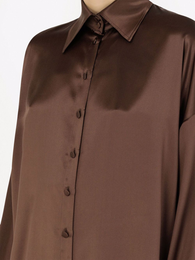 Shop Dolce & Gabbana Button-up Silk Shirt In Brown