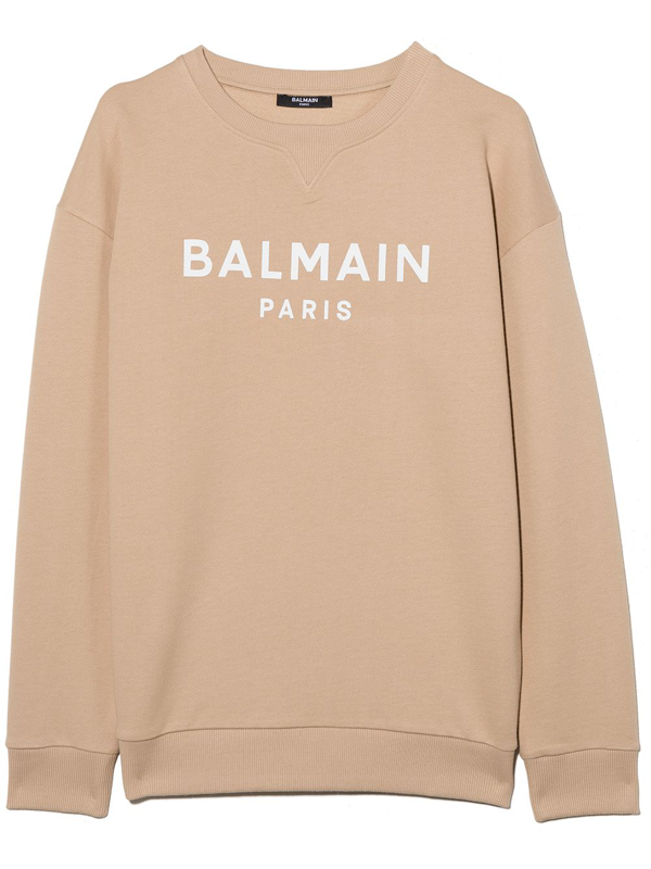 Balmain Kids logo-print cotton sweatshirt - White