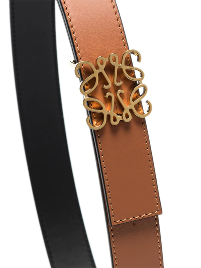 Shop Loewe Anagram Reversible Leather Belt In Black