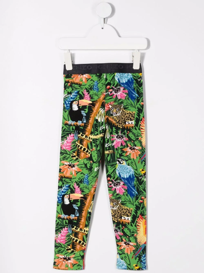 Shop Kenzo Jungle-print Leggings In Grey