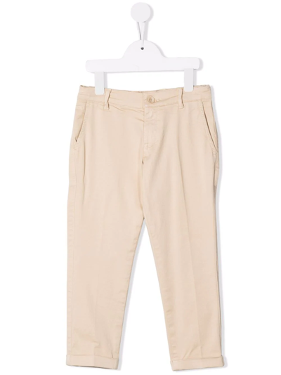 Shop Fay Straight-leg Cotton Trousers In Neutrals