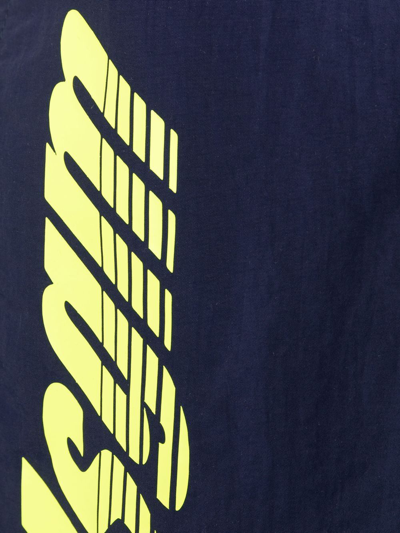 Shop Msgm Logo-print Drawstring Swim Shorts In Blue