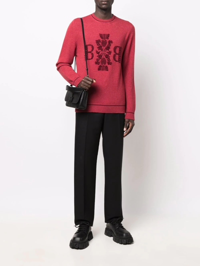 Barrie Embroidered Cashmere Jumper In Red