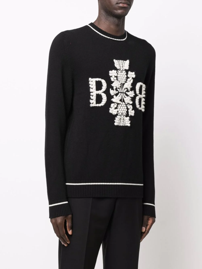 Shop Barrie Embroidered Cashmere Jumper In Black