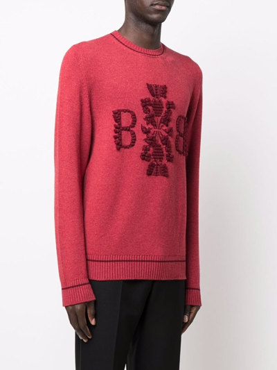 Barrie Embroidered Cashmere Jumper In Red