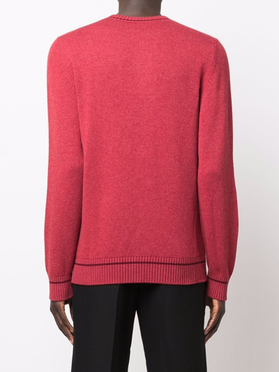 Shop Barrie Embroidered Cashmere Jumper In Red