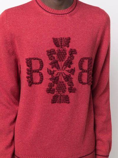 Barrie Embroidered Cashmere Jumper In Red