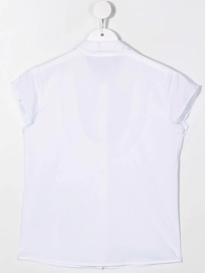 Shop John Richmond Junior Teen Ruffle-trim Cotton Shirt In White