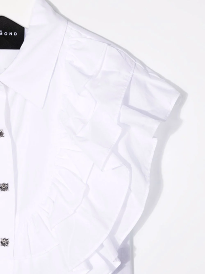 Shop John Richmond Junior Ruffle-trim Cotton Shirt In White