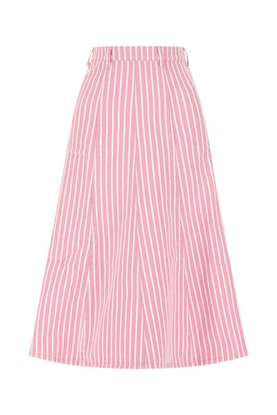 Shop Ganni Printed Gabardine Skirt Stripped  Donna 34t