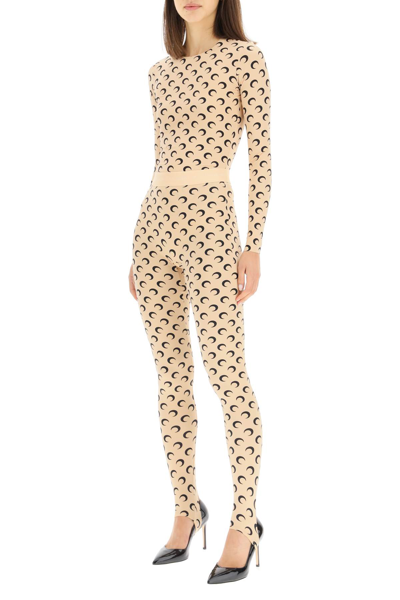Marine Serre Moon Stirrup Leggings In Beige,black