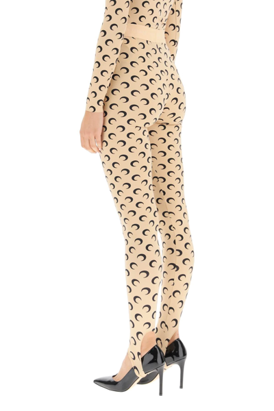 Marine Serre Moon Stirrup Leggings In Beige,black