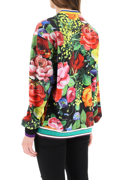 Shop Dolce & Gabbana Bouquet Print Technical Jersey Sweatshirt In Black,green