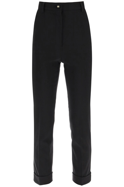 Shop Dolce & Gabbana Cuffed Cigarette Trousers In Black
