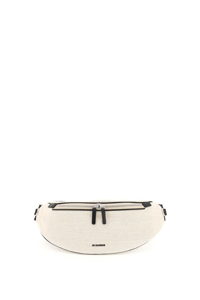 Shop Jil Sander Canvas Small Belt Bag In Beige,black