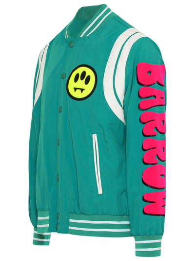 Shop Barrow Green Nylon Bear Bomber Jacket