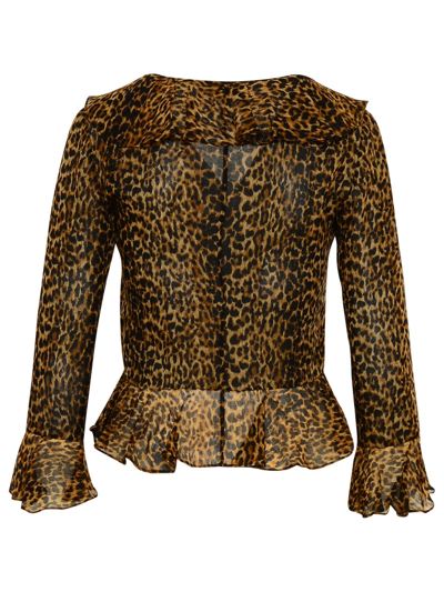 Shop Saint Laurent Leopard-print Wool Shirt In Brown