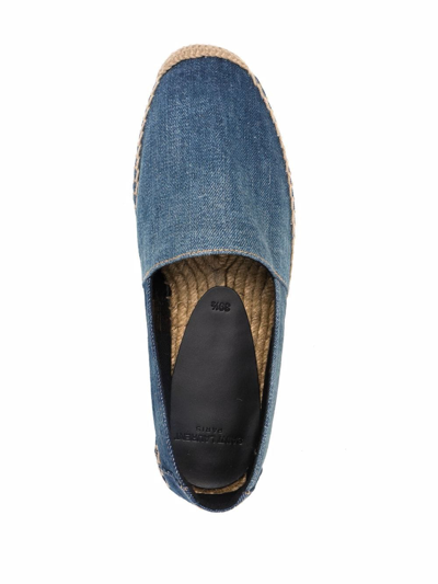 Shop Saint Laurent Logo-embroidered Denim Espadrilles In Blau