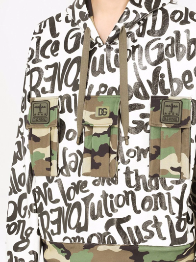 Shop Dolce & Gabbana Graphic-print Camouflage Hoodie In Weiss