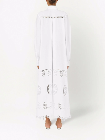 Dolce & Gabbana Poplin & Lace Shirt Long Dress In Weiss