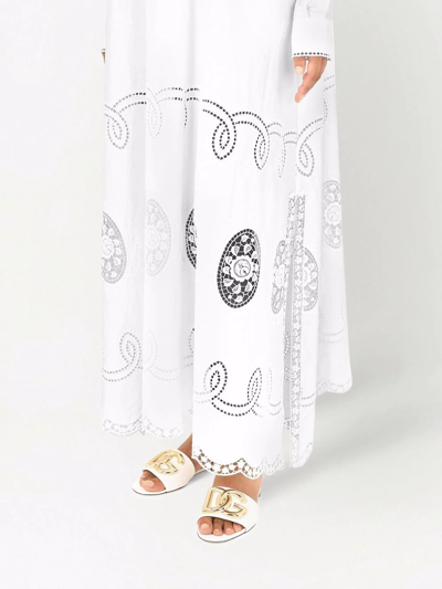 Dolce & Gabbana Poplin & Lace Shirt Long Dress In Weiss